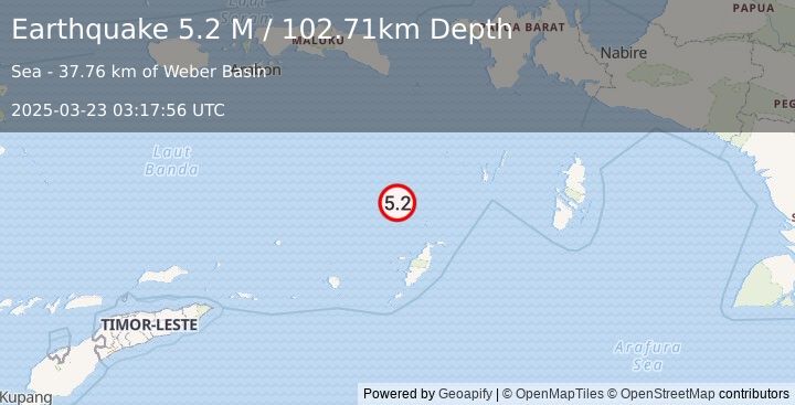 Earthquake Banda Sea (5.2 M) (2025-03-23 03:17:55 UTC)