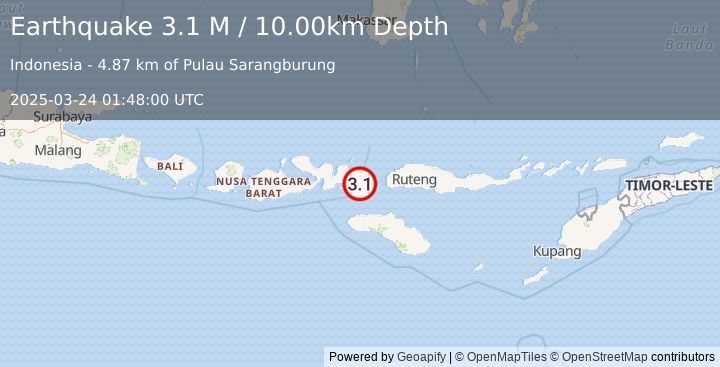 Earthquake Flores Region, Indonesia (3.2 M) (2025-03-24 01:47:59 UTC)