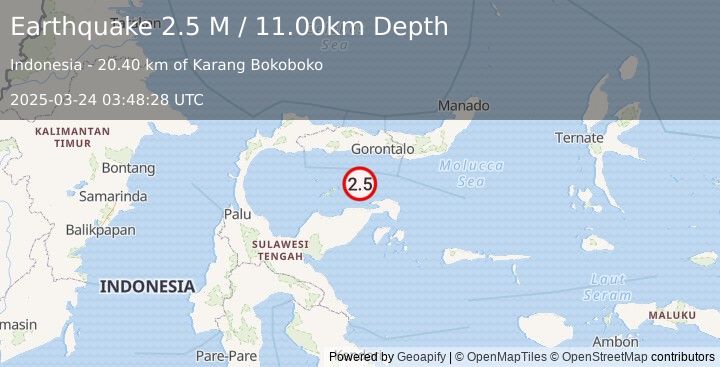 Earthquake Minahassa Peninsula, Sulawesi (2.5 M) (2025-03-24 03:48:28 UTC)