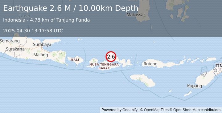 Earthquake Sumbawa Region, Indonesia (2.6 M) (2025-04-30 13:17:58 UTC)