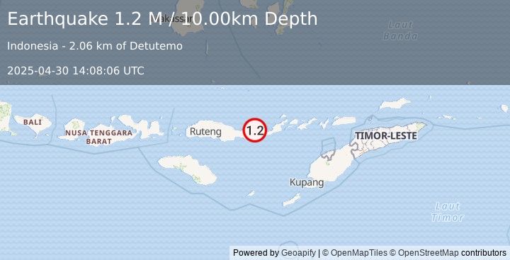 Earthquake Flores Region, Indonesia (1.2 M) (2025-04-30 14:08:06 UTC)
