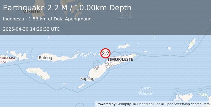 Earthquake Timor Region (2.2 M) (2025-04-30 14:29:33 UTC)