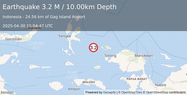 Earthquake Halmahera, Indonesia (3.2 M) (2025-04-30 15:04:47 UTC)