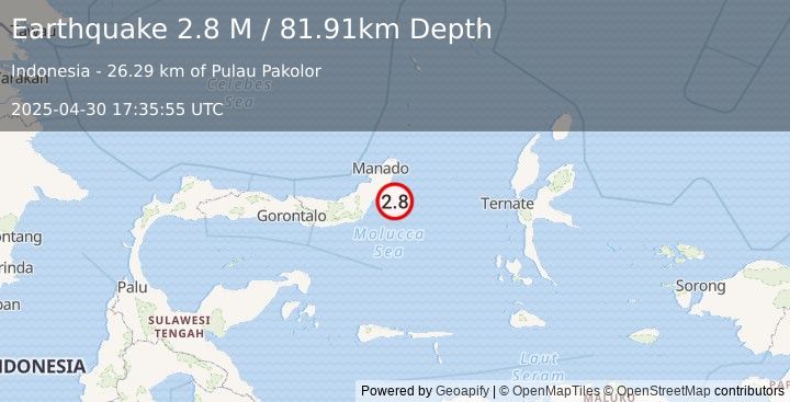 Earthquake Northern Molucca Sea (2.8 M) (2025-04-30 17:35:55 UTC)