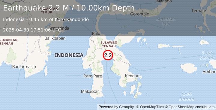 Earthquake Sulawesi, Indonesia (2.2 M) (2025-04-30 17:51:06 UTC)