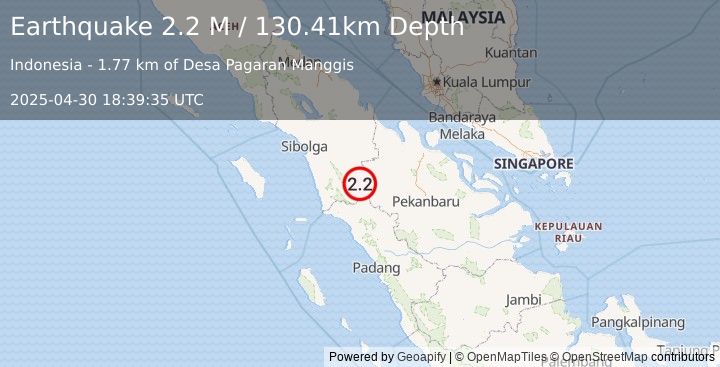 Earthquake Northern Sumatra, Indonesia (2.2 M) (2025-04-30 18:39:35 UTC)
