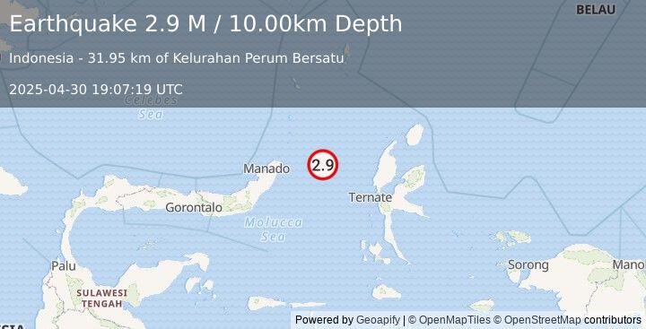 Earthquake Northern Molucca Sea (2.9 M) (2025-04-30 19:07:19 UTC)
