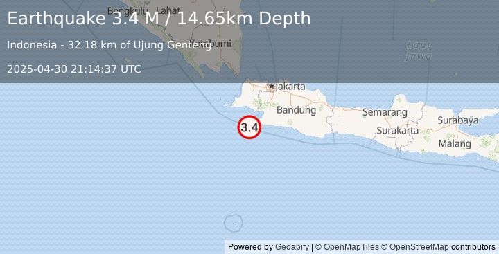 Earthquake Java, Indonesia (3.4 M) (2025-04-30 21:14:37 UTC)