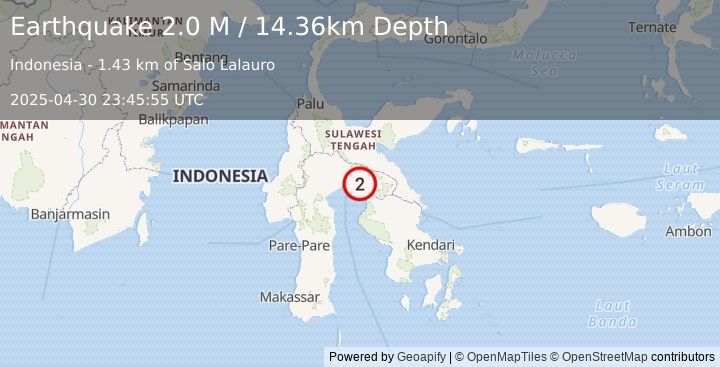 Earthquake Sulawesi, Indonesia (2.0 M) (2025-04-30 23:45:55 UTC)