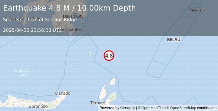 Earthquake North of Halmahera, Indonesia (4.8 M) (2025-04-30 23:56:08 UTC)