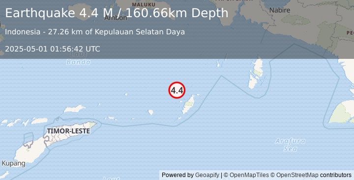 Earthquake Banda Sea (4.4 M) (2025-05-01 01:56:44 UTC)