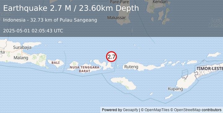 Earthquake Flores Sea (2.7 M) (2025-05-01 02:05:43 UTC)