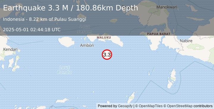 Earthquake Banda Sea (3.3 M) (2025-05-01 02:44:15 UTC)