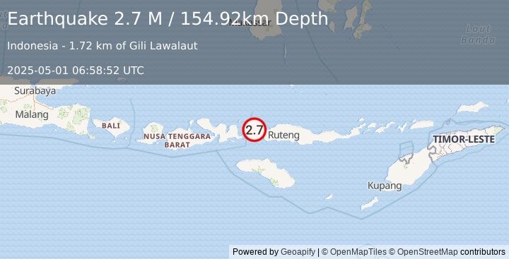 Earthquake Flores Region, Indonesia (2.7 M) (2025-05-01 06:58:52 UTC)