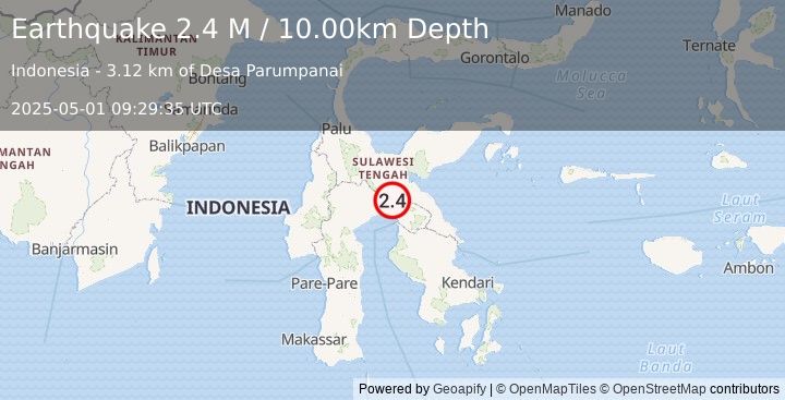 Earthquake Sulawesi, Indonesia (2.4 M) (2025-05-01 09:29:35 UTC)