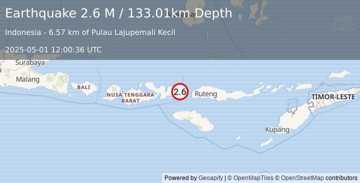 Earthquake Flores Region, Indonesia (2.6 M) (2025-05-01 12:00:36 UTC)
