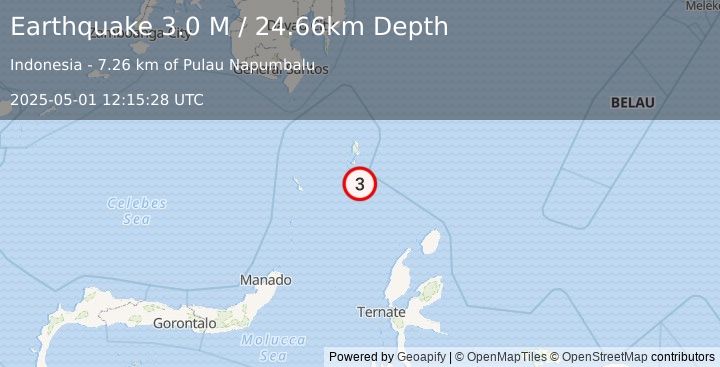 Earthquake Talaud Islands, Indonesia (3.0 M) (2025-05-01 12:15:28 UTC)
