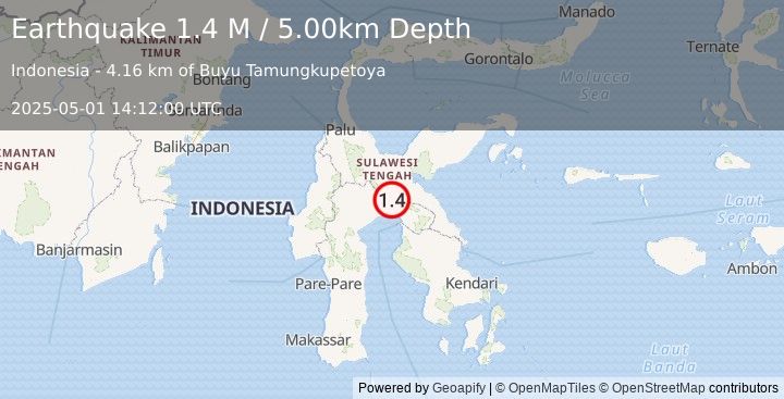Earthquake Sulawesi, Indonesia (1.4 M) (2025-05-01 14:12:00 UTC)