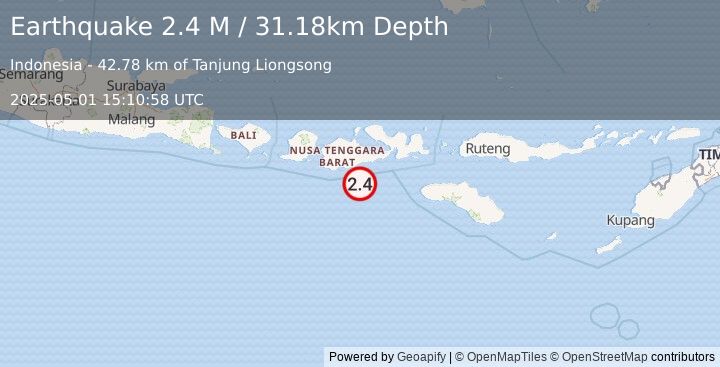 Earthquake Sumbawa Region, Indonesia (2.4 M) (2025-05-01 15:10:58 UTC)
