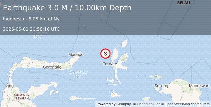 Earthquake Halmahera, Indonesia (3.0 M) (2025-05-01 20:58:16 UTC)