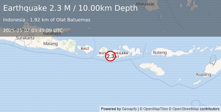Earthquake Sumbawa Region, Indonesia (2.3 M) (2025-05-02 03:45:09 UTC)