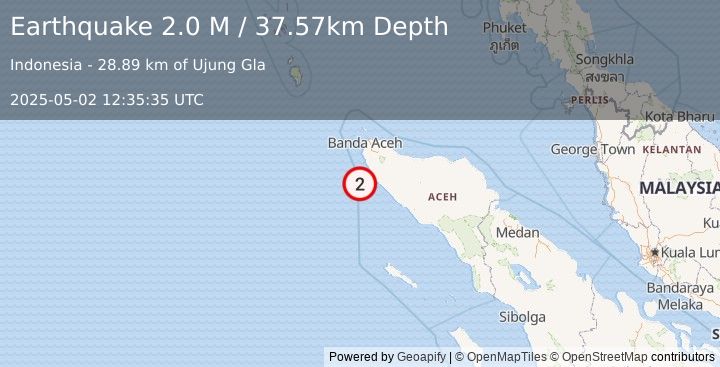 Earthquake Northern Sumatra, Indonesia (2.0 M) (2025-05-02 12:35:35 UTC)
