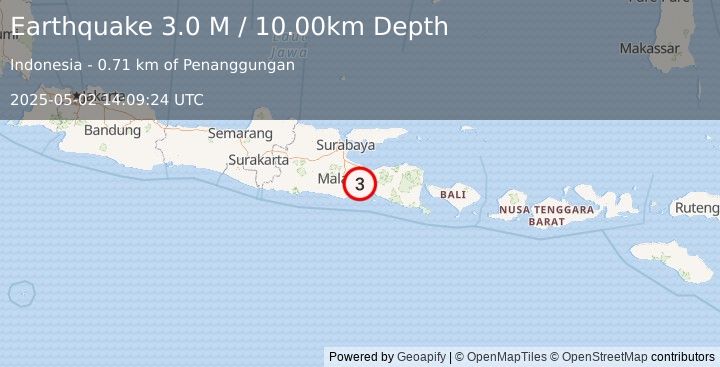 Earthquake Java, Indonesia (3.0 M) (2025-05-02 14:09:24 UTC)
