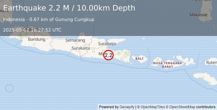 Earthquake Java, Indonesia (2.2 M) (2025-05-02 16:27:52 UTC)
