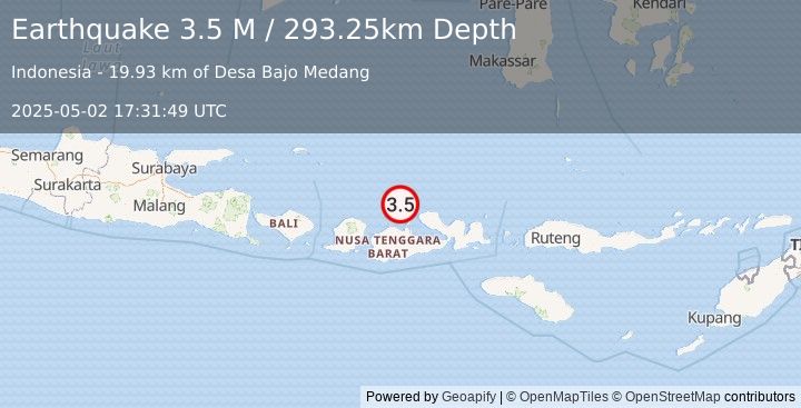 Earthquake Bali Sea (3.5 M) (2025-05-02 17:31:49 UTC)