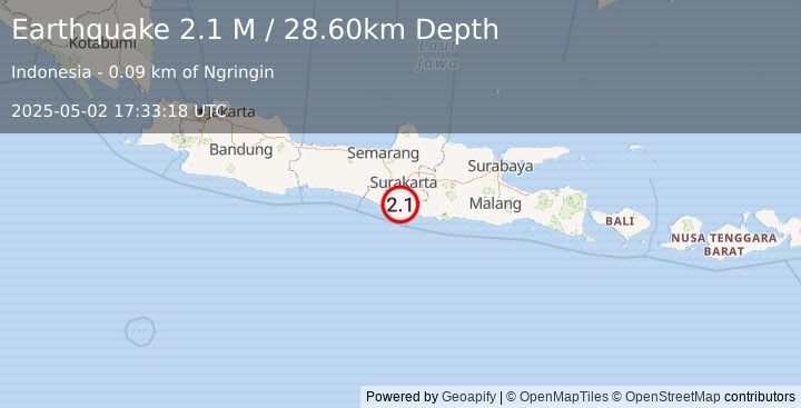 Earthquake Java, Indonesia (2.1 M) (2025-05-02 17:33:18 UTC)