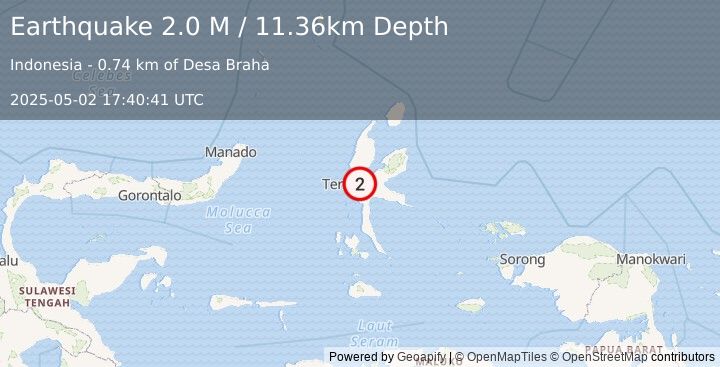 Earthquake Halmahera, Indonesia (2.0 M) (2025-05-02 17:40:41 UTC)