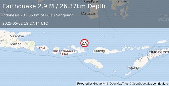 Earthquake Flores Sea (2.9 M) (2025-05-02 19:27:14 UTC)