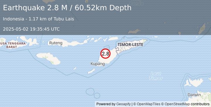 Earthquake Timor Region (2.8 M) (2025-05-02 19:35:45 UTC)
