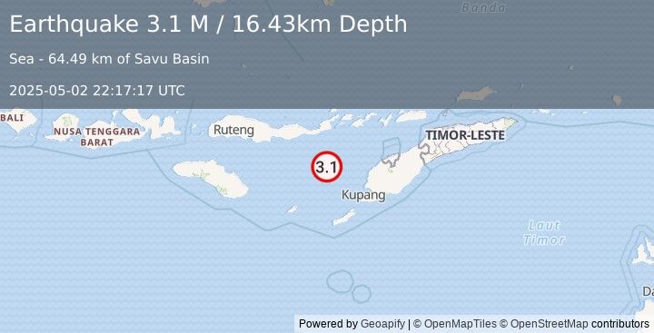 Earthquake Savu Sea (3.1 M) (2025-05-02 22:17:18 UTC)