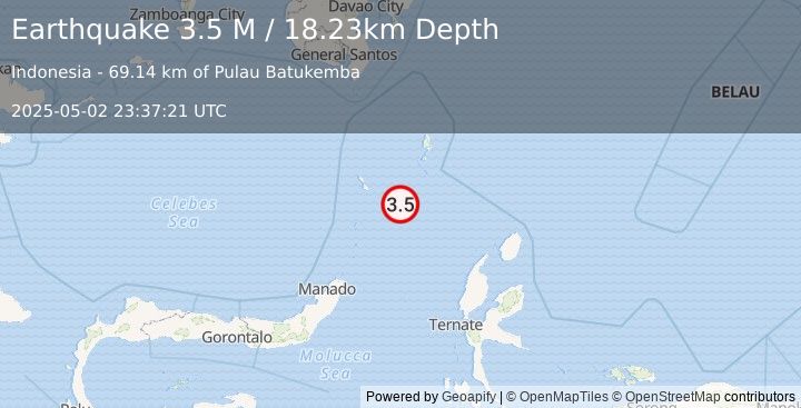 Earthquake Talaud Islands, Indonesia (3.5 M) (2025-05-02 23:37:21 UTC)