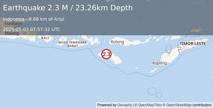 Earthquake Sumba Region, Indonesia (2.3 M) (2025-05-03 07:57:32 UTC)