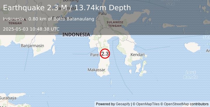 Earthquake Sulawesi, Indonesia (2.3 M) (2025-05-03 10:48:38 UTC)