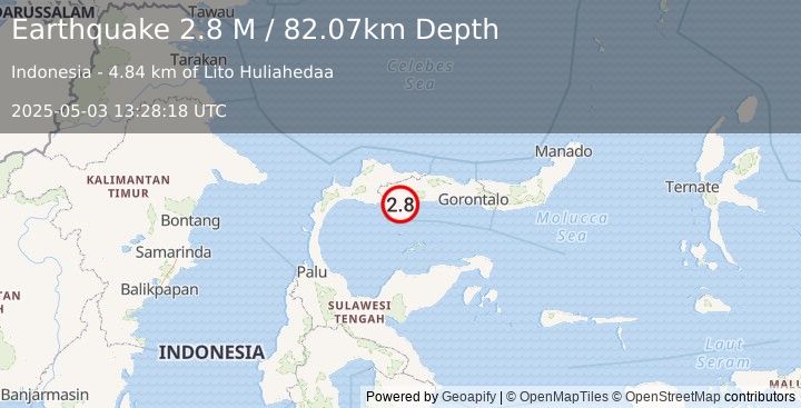 Earthquake Minahassa Peninsula, Sulawesi (2.8 M) (2025-05-03 13:28:18 UTC)