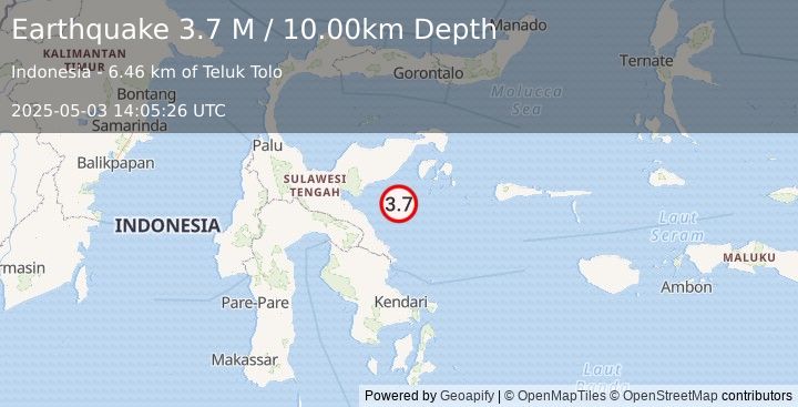 Earthquake Sulawesi, Indonesia (3.7 M) (2025-05-03 14:05:26 UTC)
