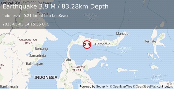 Earthquake Minahassa Peninsula, Sulawesi (3.9 M) (2025-05-03 14:15:55 UTC)