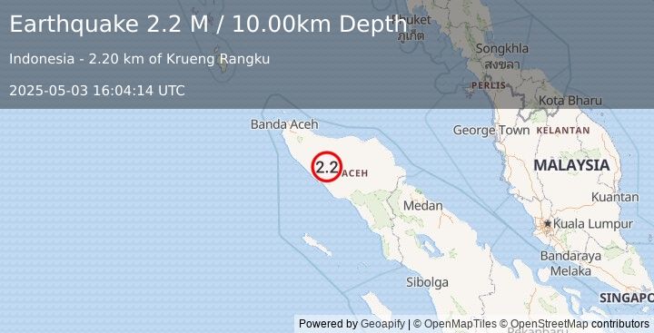 Earthquake Northern Sumatra, Indonesia (2.2 M) (2025-05-03 16:04:14 UTC)
