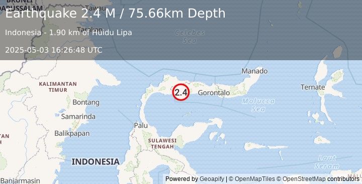 Earthquake Minahassa Peninsula, Sulawesi (2.4 M) (2025-05-03 16:26:48 UTC)