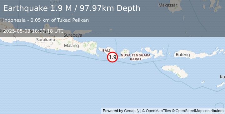 Earthquake Bali Region, Indonesia (1.9 M) (2025-05-03 18:00:18 UTC)
