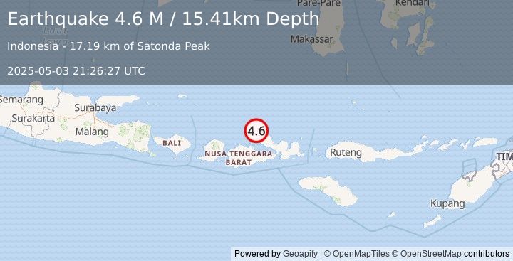 Earthquake Bali Sea (4.6 M) (2025-05-03 21:26:27 UTC)