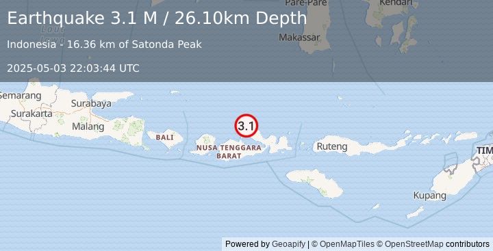 Earthquake Bali Sea (3.1 M) (2025-05-03 22:03:44 UTC)