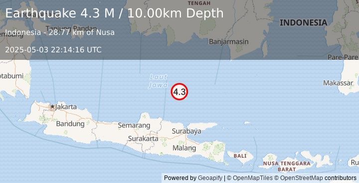 Earthquake Java Sea (4.3 M) (2025-05-03 22:14:16 UTC)