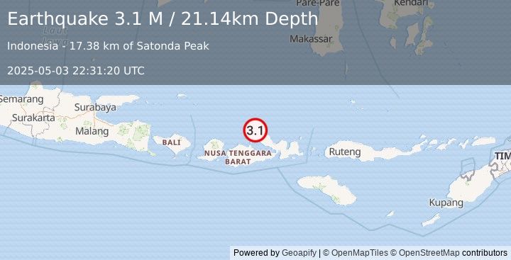 Earthquake Bali Sea (3.1 M) (2025-05-03 22:31:20 UTC)