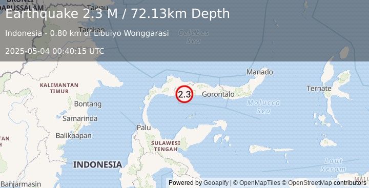 Earthquake Minahassa Peninsula, Sulawesi (2.3 M) (2025-05-04 00:40:15 UTC)