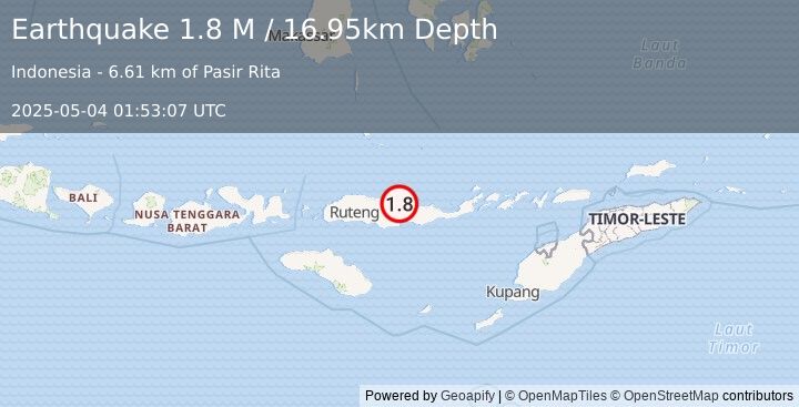 Earthquake Flores Region, Indonesia (1.8 M) (2025-05-04 01:53:07 UTC)