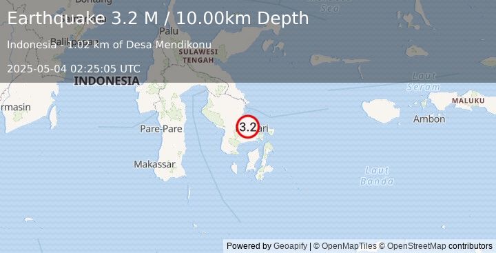 Earthquake Sulawesi, Indonesia (3.2 M) (2025-05-04 02:25:05 UTC)